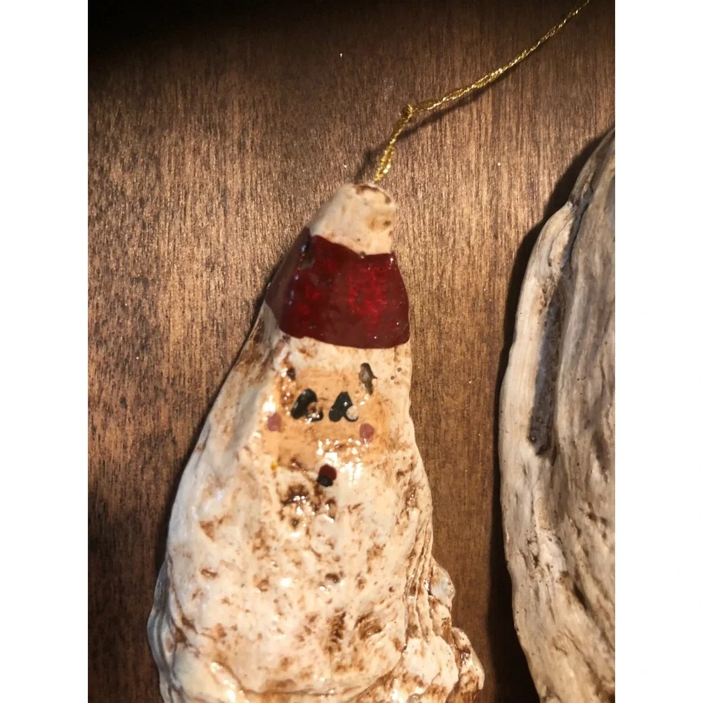 Vintage Seashell Santa Ornaments Set of Two - Stunning Detail